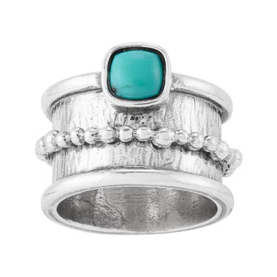 Silpada Southern Nights' Sterling Silver Natural Teal Turquoise Ring In Blue
