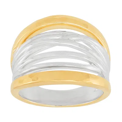 Silpada Spring" Sterling Silver With 18k Yellow Gold Plating Ring In Multi