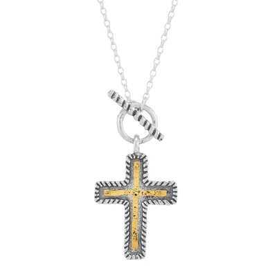 Silpada Stand In Contrast' Silver With 14k Gold Plating Cross Pendant Necklace In Multi