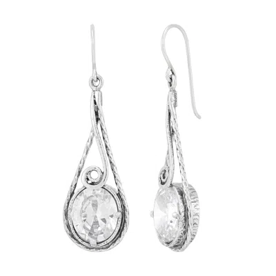 Silpada Stay Fancy' Sterling Silver White Cubic Zirconia Drop Earrings