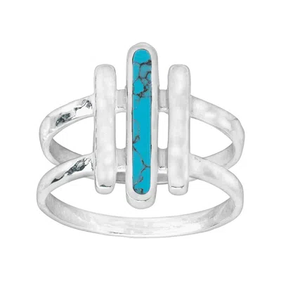 Silpada Strait To It' Compressed Turquoise Bar Ring In Sterling Silver In Burgundy