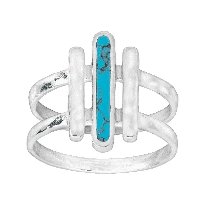 Silpada Strait To It' Compressed Turquoise Bar Ring In Sterling Silver In Teal