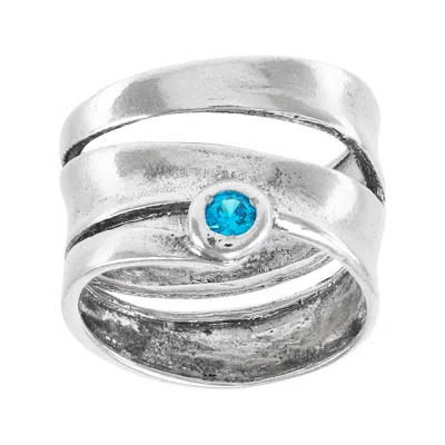 Silpada Sweet Sounds' Sterling Silver Blue Cubic Zirconia Ring