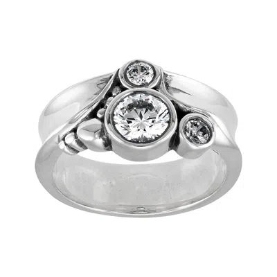 Silpada Three Wishes' Sterling Silver White Cubic Zirconia Ring