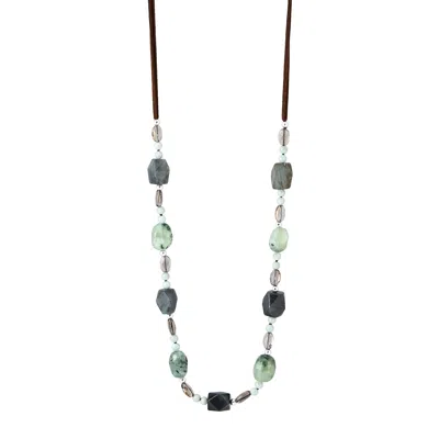 Silpada Through The Meadows' Silver Natural Mixed Stones Necklace, 34" + 2" In Green