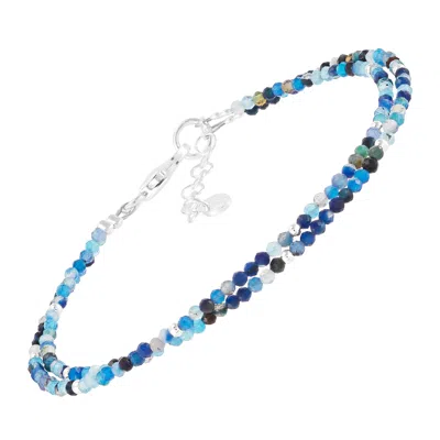 Silpada To Aspire' Sterling Silver Blue Agate Bead Bracelet, 7" + 1"