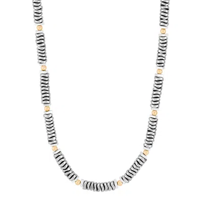 Silpada Trophy' Sterling Silver With 14k Yellow Gold Plating And Hematite Bracelet, 18" + 2"