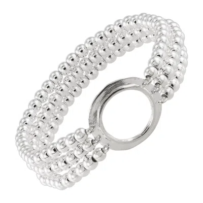 Silpada True Karma' Sterling Silver Natural Hematite Stretch Bracelet, 7" (4mm)