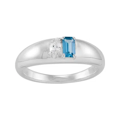 Silpada Twin Frost' Sterling Silver Blue And White Cubic Zirconia Ring