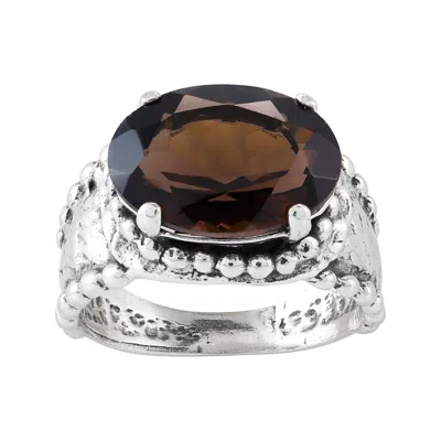 Silpada Vintage Opulence' Sterling Silver Natural Smoky Quartz Ring In Brown