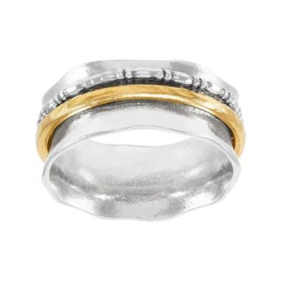 Silpada Walk With Her' Silver W/ 14k Gold Plating Fidget Spinner Ring In Multi