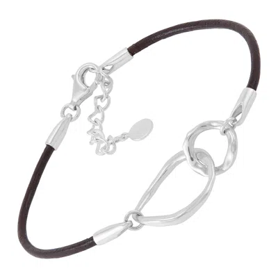 Silpada We Go Together' Sterling Silver Leather Bracelet, 7" + 1" In White