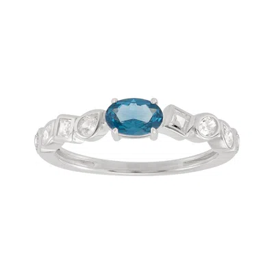 Silpada Wintry Glow' Silver Synthetic Blue And White Cubic Zirconia Ring,size 6