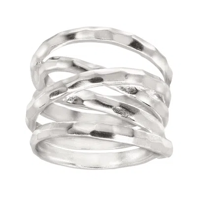 Silpada Wrapped Up' Overlapping Textured Band Ring In Sterling Silver In White