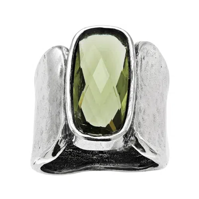 Silpada Zircon Token' Olive Green Cubic Zirconia Ring In Silver