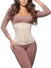 Siluets High-compression Waist Cincher With Double Lining And 100% Natural Latex In Beige In Pink