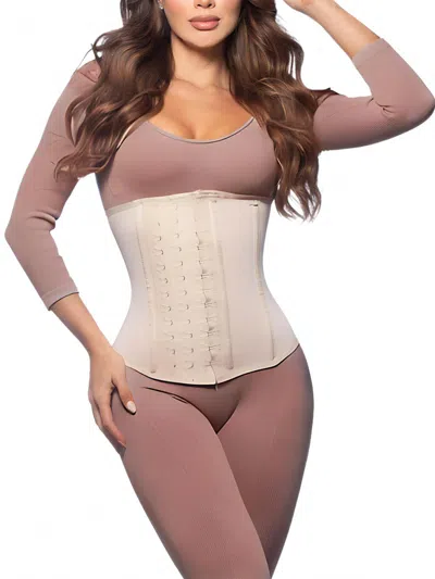 Siluets High-compression Waist Cincher With Double Lining And 100% Natural Latex In Beige In Pink