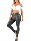 Siluets Leather Look Shapewear Dress Pants - Butt Lift, Cellulite Control & Flawless Silhouette In Black In Black