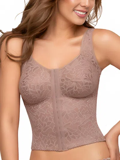 Siluets Longline Posture Corrector Bra With Padded Straps In Cocoa In Brown