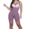 Siluets Pl1 Postpartum Mid-thigh Full Body Shaper With Abdominal Reinforcement In Beige In Purple