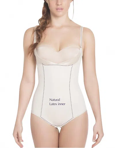 Siluets Slimming Braless Classic Panty Body Shaper With Latex In Beige In Neutral