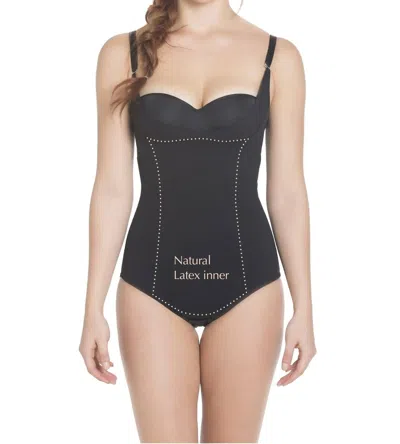 SILUETS SLIMMING BRALESS CLASSIC PANTY BODY SHAPER WITH LATEX IN BLACK