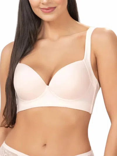 Siluets Underwire Support Bra With High Coverage And Flexible Side Boning No Roll Down In Peach In Pink