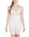 Siluets Wide Straps Mid-thigh Bodysuit Slimming Shaper In Beige In Neutral