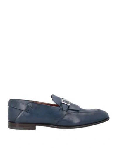 Silvano Sassetti Man Loafers Midnight Blue Size 9 Leather