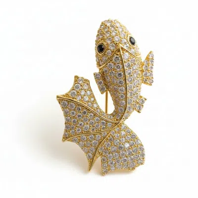 Silver & Elegant Co. Women's Gold Fish Brooch
