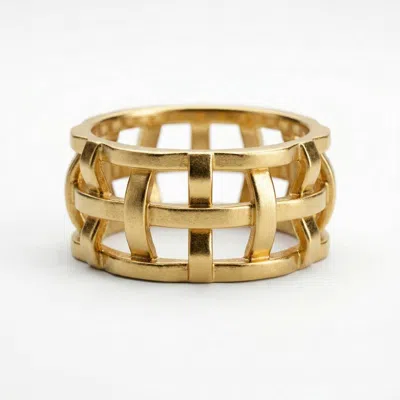 Silver & Elegant Co. Women's Gold Lattice Architectural Band Ring