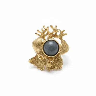 Silver & Elegant Co. Women's Grey / Gold Statement Coral Bronze Ring In Multi