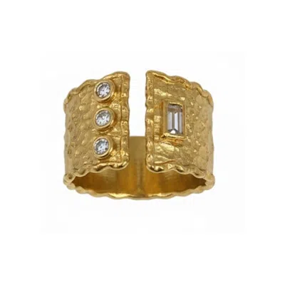 Silver & Elegant Co. Women's Hammered Sculptural Gold Plated Bronze Ring