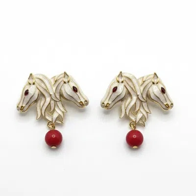 Silver & Elegant Co. Women's Royal Tassel Horse Head Thick Gold Plated Bronze Earrings