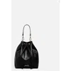 Silver & Riley Madison Drawstring Leather Bucket Bag In Black