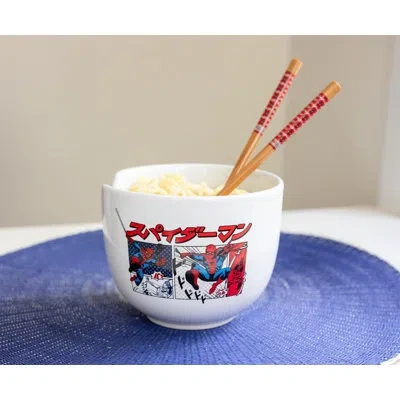 Silver Buffalo 20 Oz. Marvel Spider-man Japanese Ramen Bowl In Blue;white;red