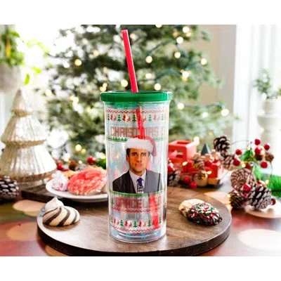 Silver Buffalo 20oz. Plastic Travel Tumbler Straw In Green