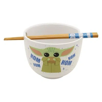 Silver Buffalo 24 Oz. Star Wars Mandalorian Nom Nom Child Ceramic Ramen Bowl In White