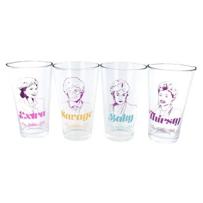 Silver Buffalo 4 Piece 16 Oz. Silver Pint Glass Set In Blue;purple;clear