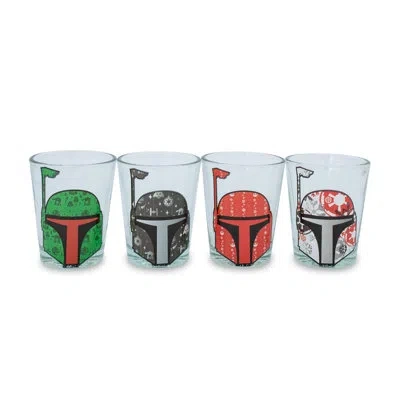 Silver Buffalo Boba Fett 4 Piece 3 oz Shot Glass Set In Green;red