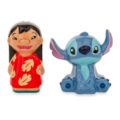 Silver Buffalo Ceramic Salt And Pepper Shaker Set In Blue;red