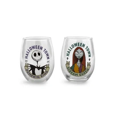 Silver Buffalo Disney 2 Piece 20 Oz. Stemless Wine Glass Set In Yellow;orange;purple