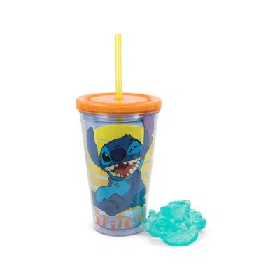 Silver Buffalo Disney Lilo And Stitch 16 Oz. Plastic Pint Glass In Blue,gray,yellow