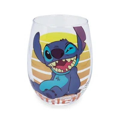 Silver Buffalo Disney Lilo & Stitch 20 Oz. Stemless Wine Glass In Blue;black;yellow