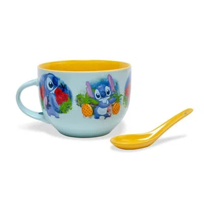Silver Buffalo Disney Lilo & Stitch Ceramic Soup Mug With Spoon | Holds 24 Ounces In Blue;yellow