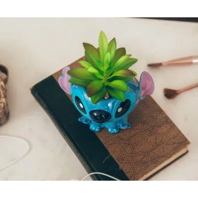 Silver Buffalo Disney Lilo & Stitch Full Body 5-inch Ceramic Planter With Artificial Succulent In Green