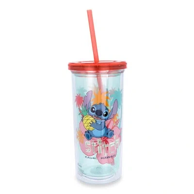 Silver Buffalo Disney Lilo & Stitch "kauai, Hawaii" Tropical Carnival Cup With Lid And Straw In Clear