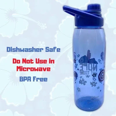Silver Buffalo Disney Lilo And Stitch Not Today 28 Oz. Plastic Water Bottle In Blue