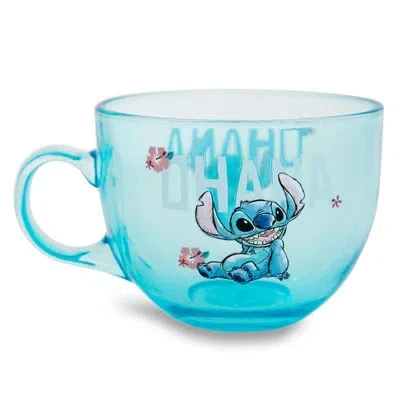 Silver Buffalo Disney Lilo & Stitch Ohana Glass Coffee Mug | Holds 16 Ounces In Blue