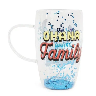 Silver Buffalo Disney Lilo & Stitch "ohana Means Family" Confetti Glass Mug | Holds 15 Ounces In Blue;white